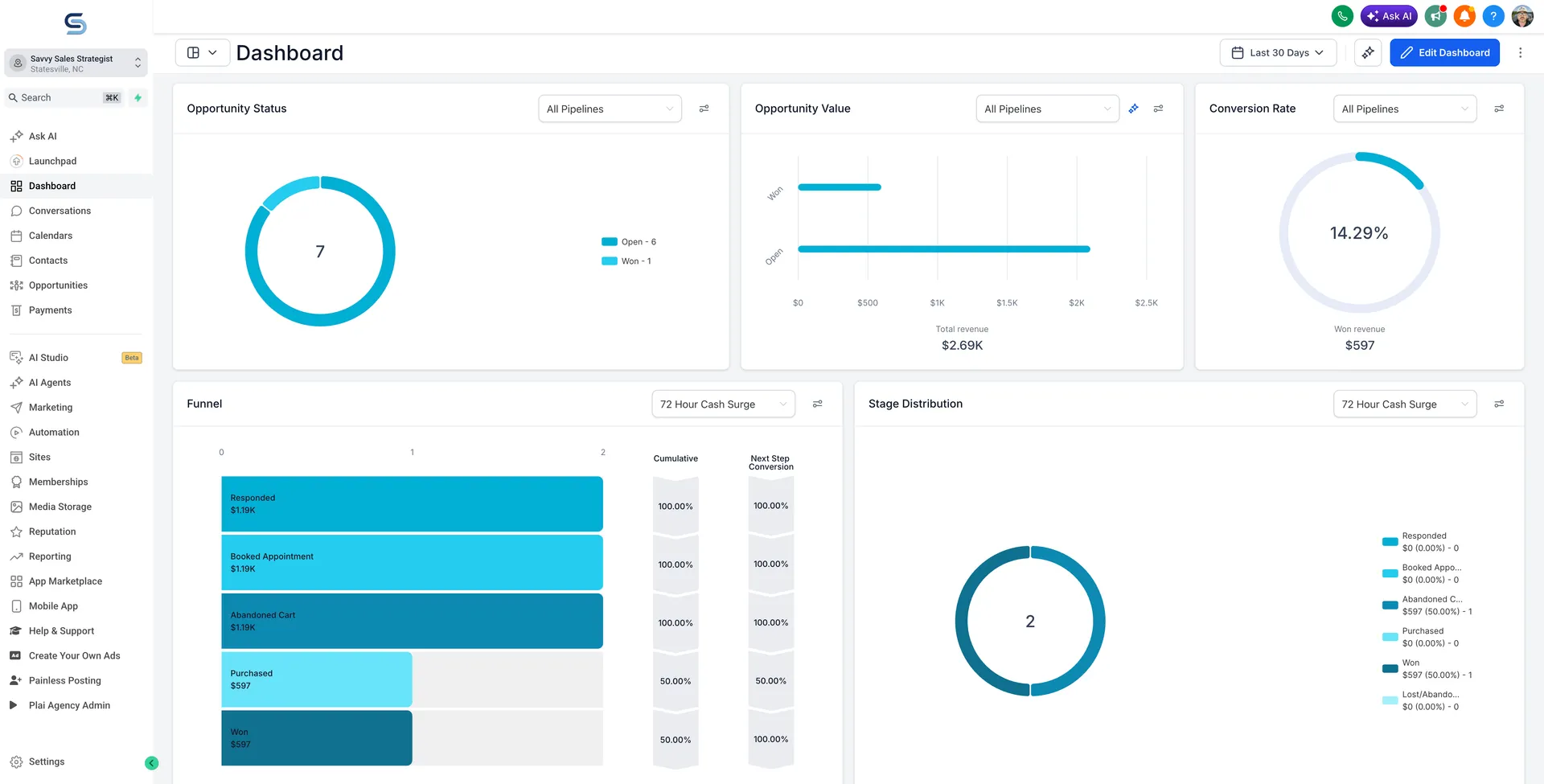 Sales pipeline dashboard image from Savvy Sales Strategist.